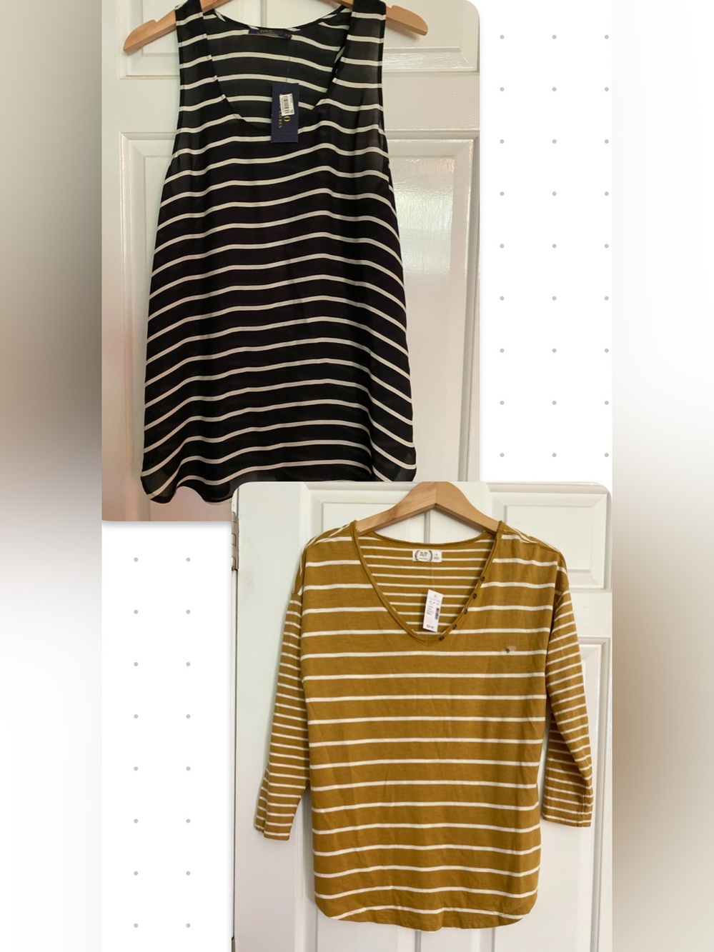 Striped Tank Top & Striped V-Neck 3/4 Sleeve Top